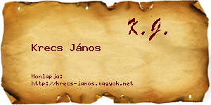 Krecs János névjegykártya